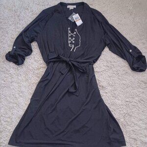 Michael Michael Kors Women’s Plus 3X Black Chain Lace-Up Dress NWT $130